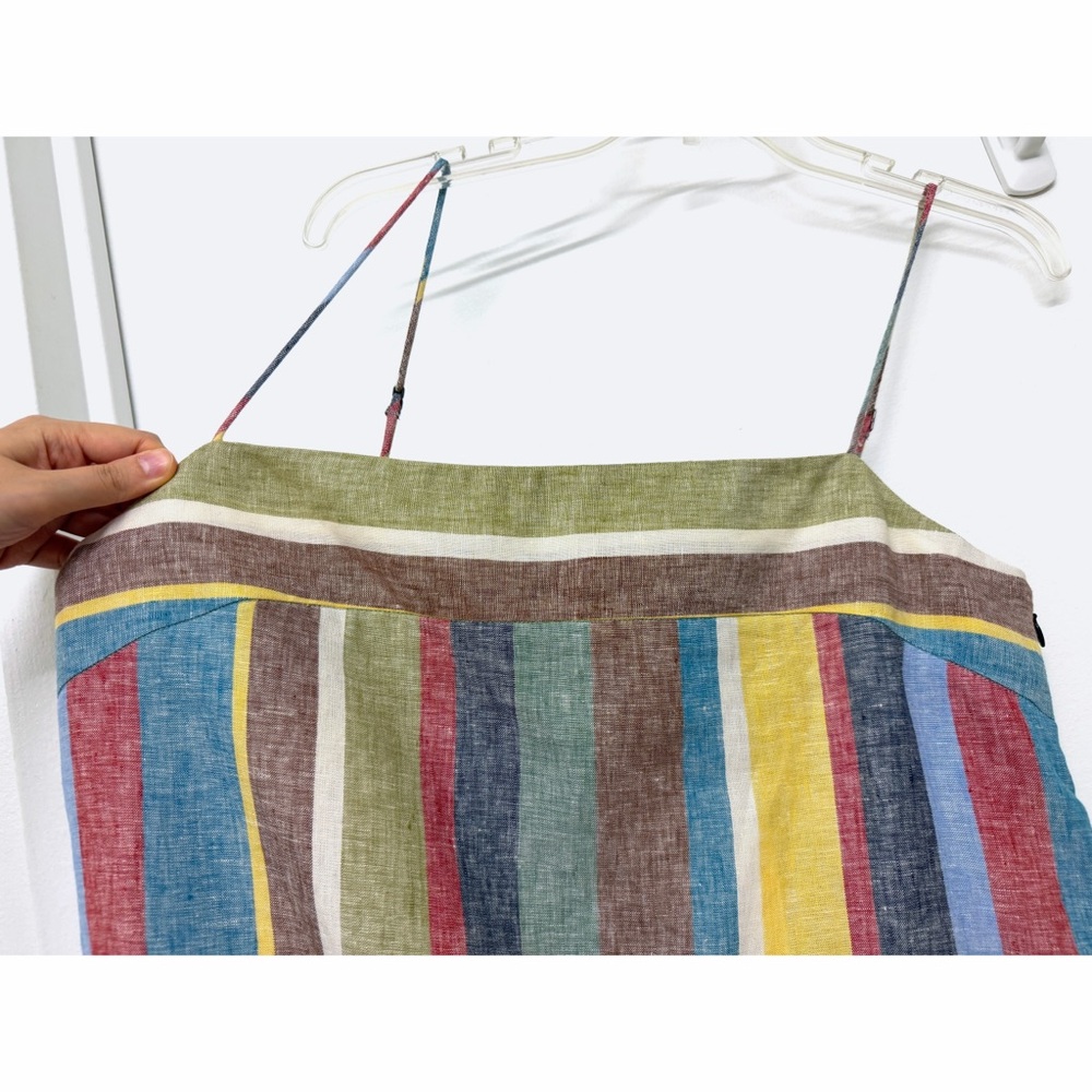 NWT Staud Laura Linen Maxi Dress Market Stripe Colorful Rainbow Sundress XL - Picture 4 of 12